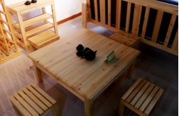客厅松木 茶桌 茶凳